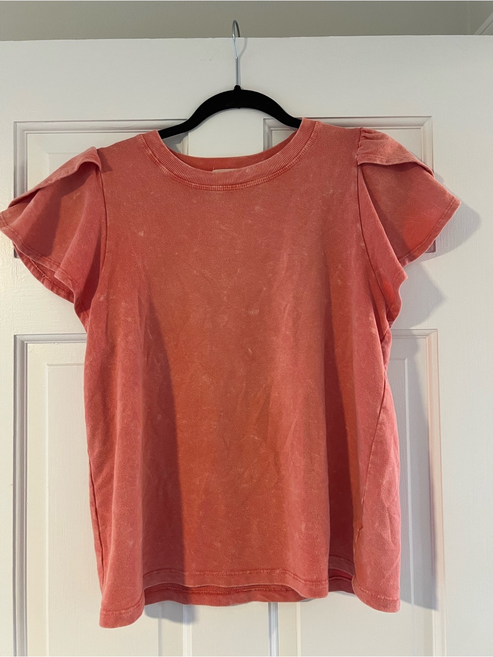 Anthropologie Coral Short Sleeve Flutter Sleeve Tee